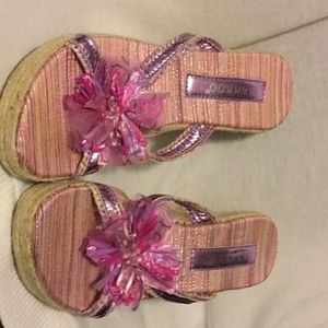 Lavender wicker like sandals